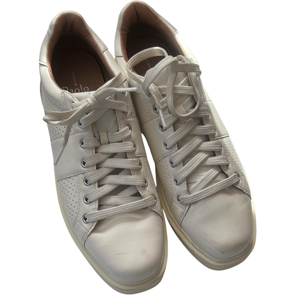 Linea Paolo white leather platform sneakers Sz 9M